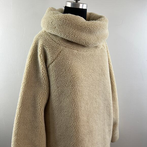 Mes Demoiselles Paris Beige Sherpa Fleece Turtle Neck Raglan Sleeve Pullover 2 - Picture 7 of 12
